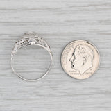 Gray Art Deco Diamond Solitaire Engagement Ring 18k White Gold Filigree Size 6.5