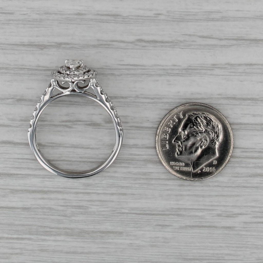 1ctw Pear Halo Engagement Ring 14k White Gold Size 8 Cathedral Band