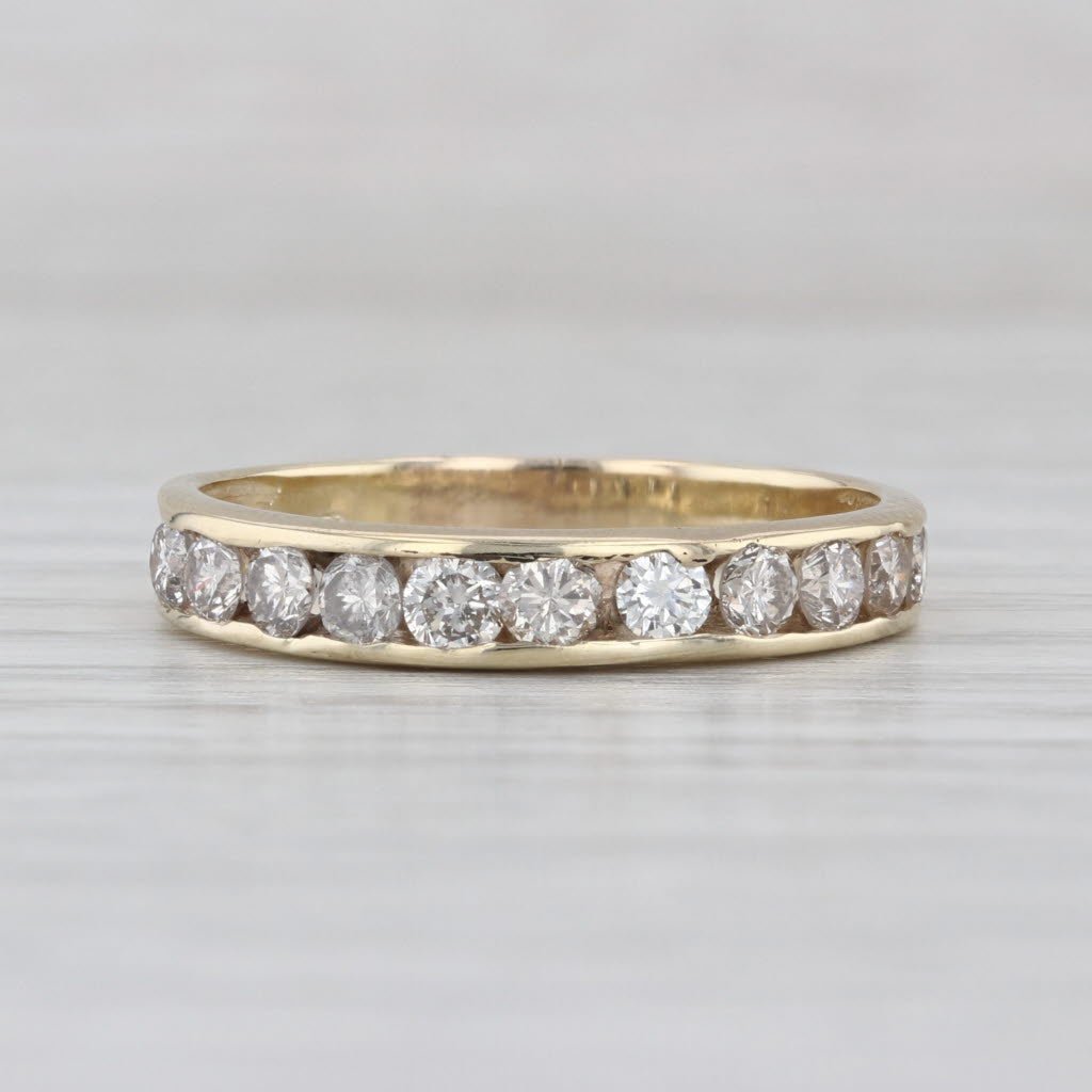 0.90ctw Diamond Wedding Band 14k Yellow Gold Size 9.5 Anniversary Stackable Ring