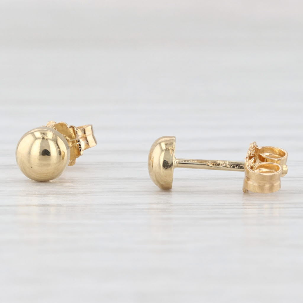 Light Gray Small Round Gold Stud Earrings 18k Yellow Gold