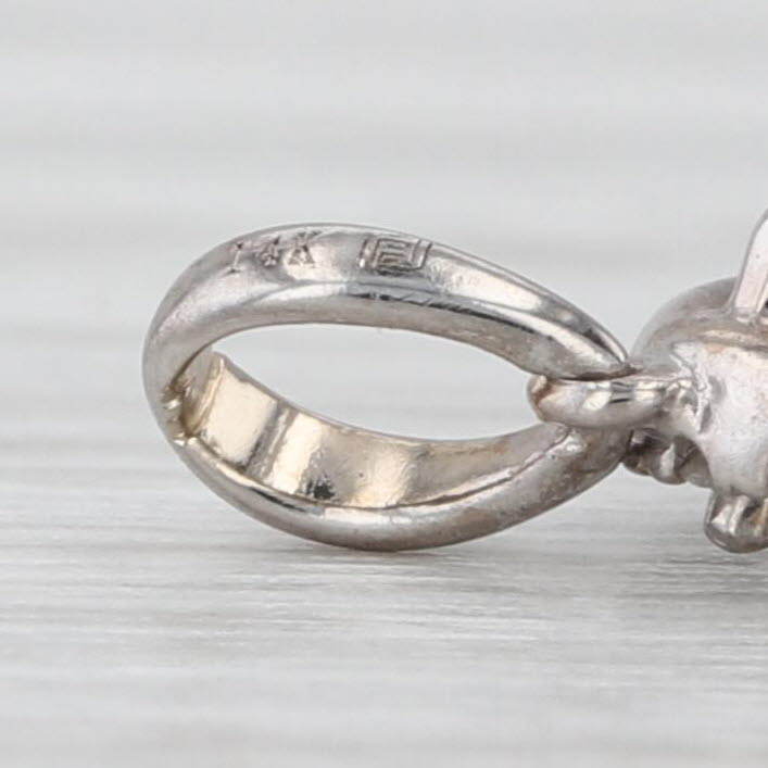 0.38ctw Round Diamond Halo Pendant 14k White Gold Small Drop