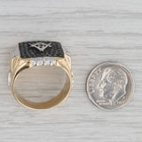 0.62ctw Black White Diamond Masonic Ring 18k Gold Square Compass Blue Lodge