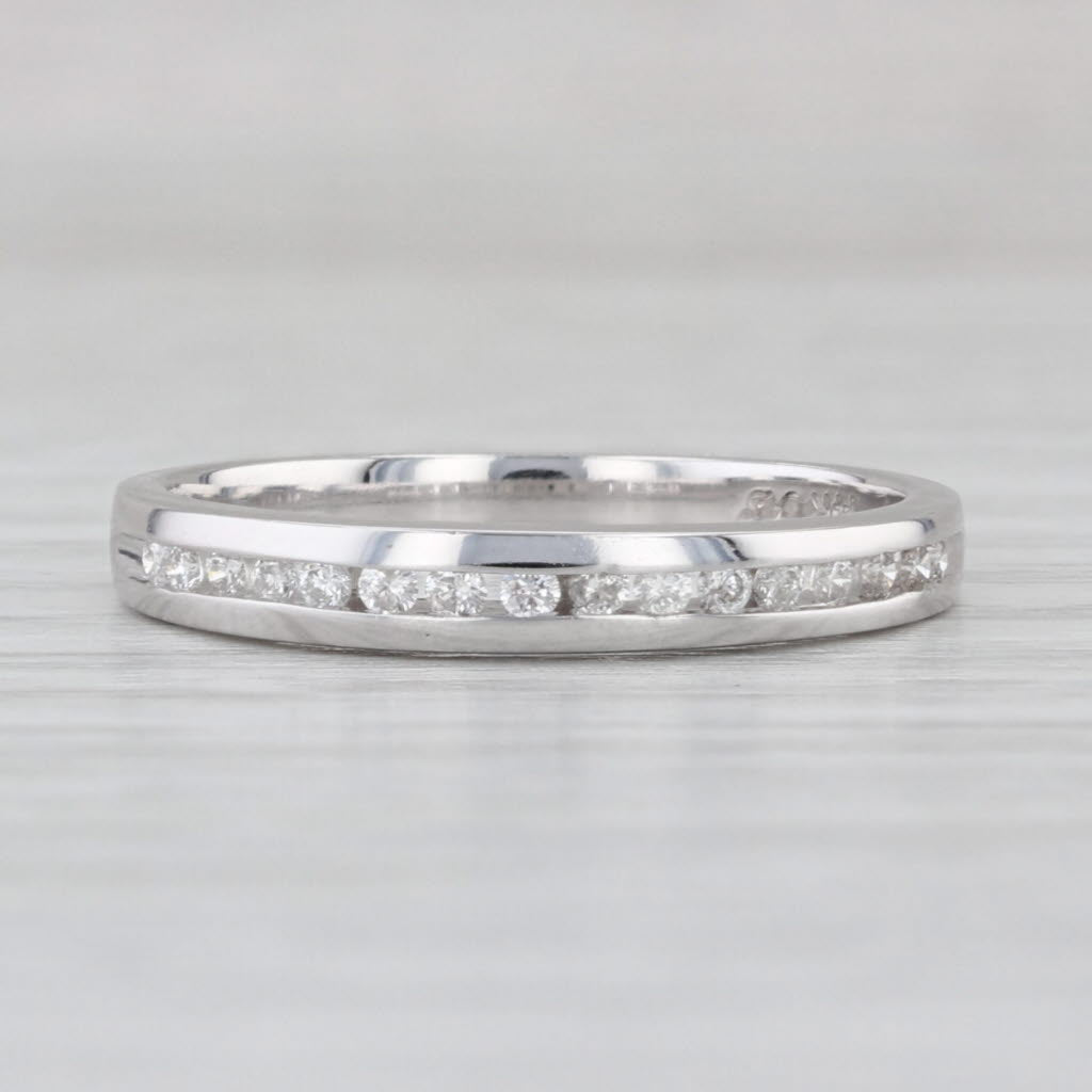 0.18ctw Diamond Wedding Band 14k White Gold Size 8 Stackable Anniversary Ring