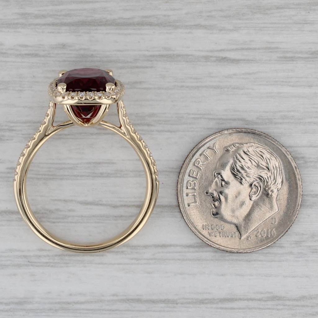 Gray 5.45ctw Rhodolite Garnet Diamond Halo Ring 14k Yellow Gold Size 6.5 Gem Zar