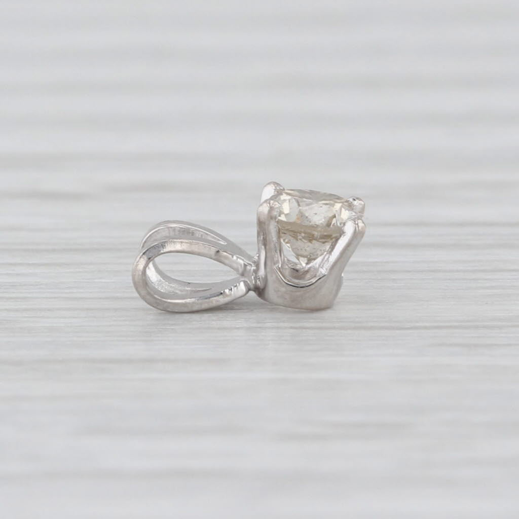 New 0.29ct Champagne Diamond Solitaire Pendant 14k White Gold Small Round Drop