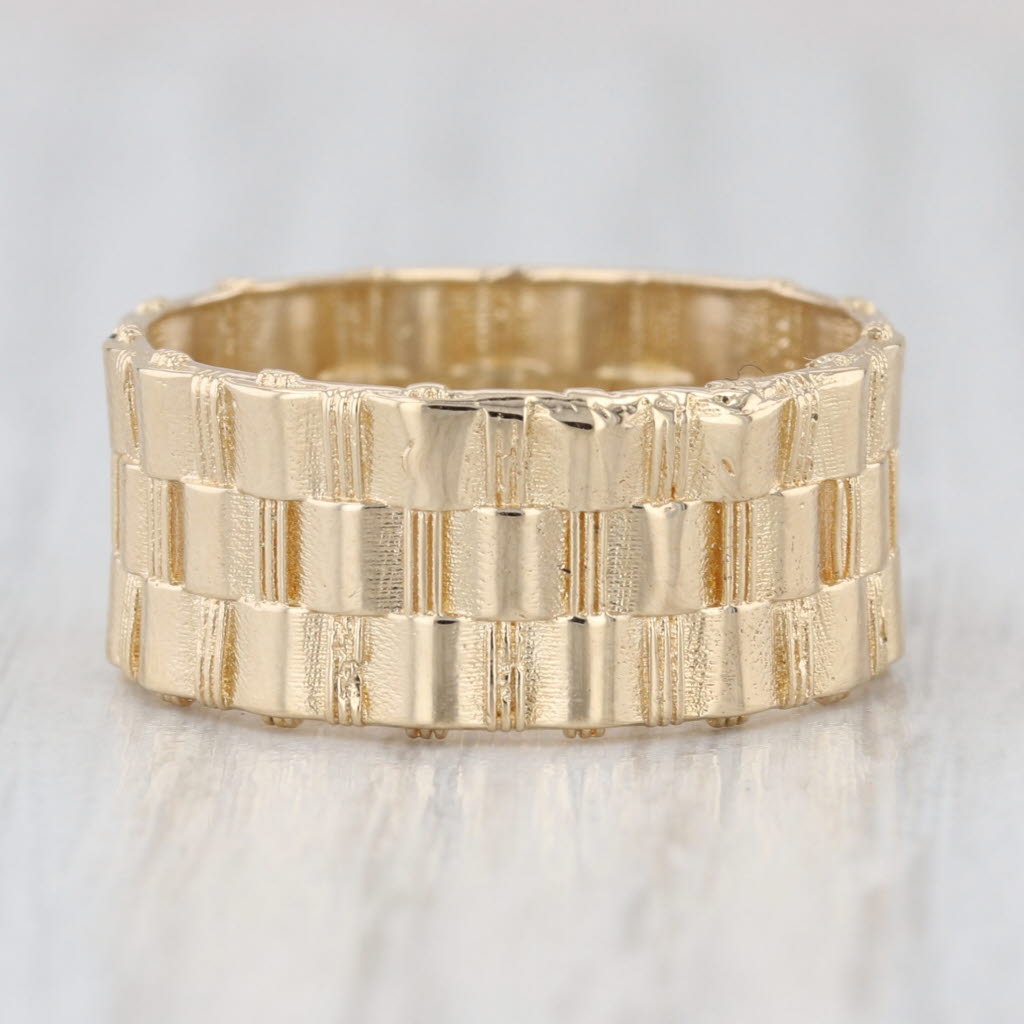 Basket Weave Band 14k Yellow Gold 8.8 mm Size 8 Ring