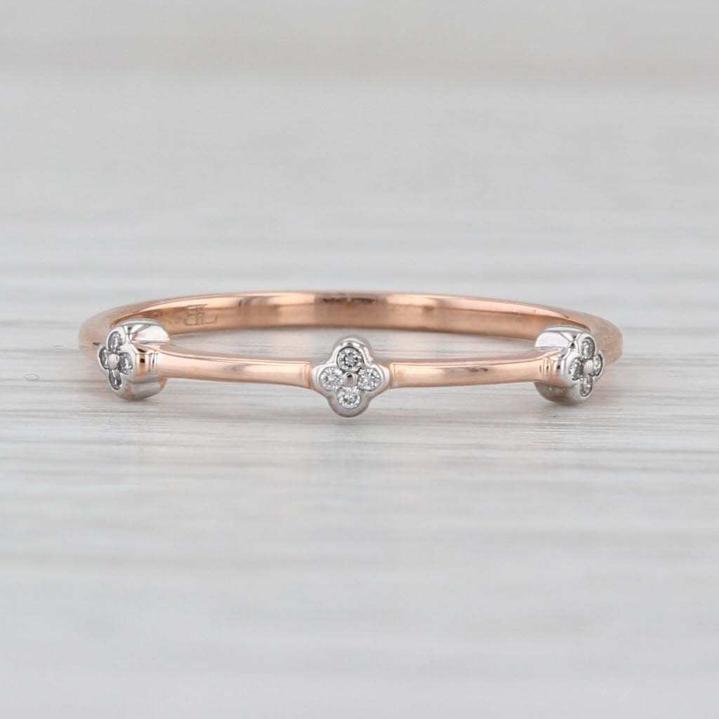 Diamond Accented Band 18k Yellow Rose Gold Size 7.25 Stackable Wedding Ring