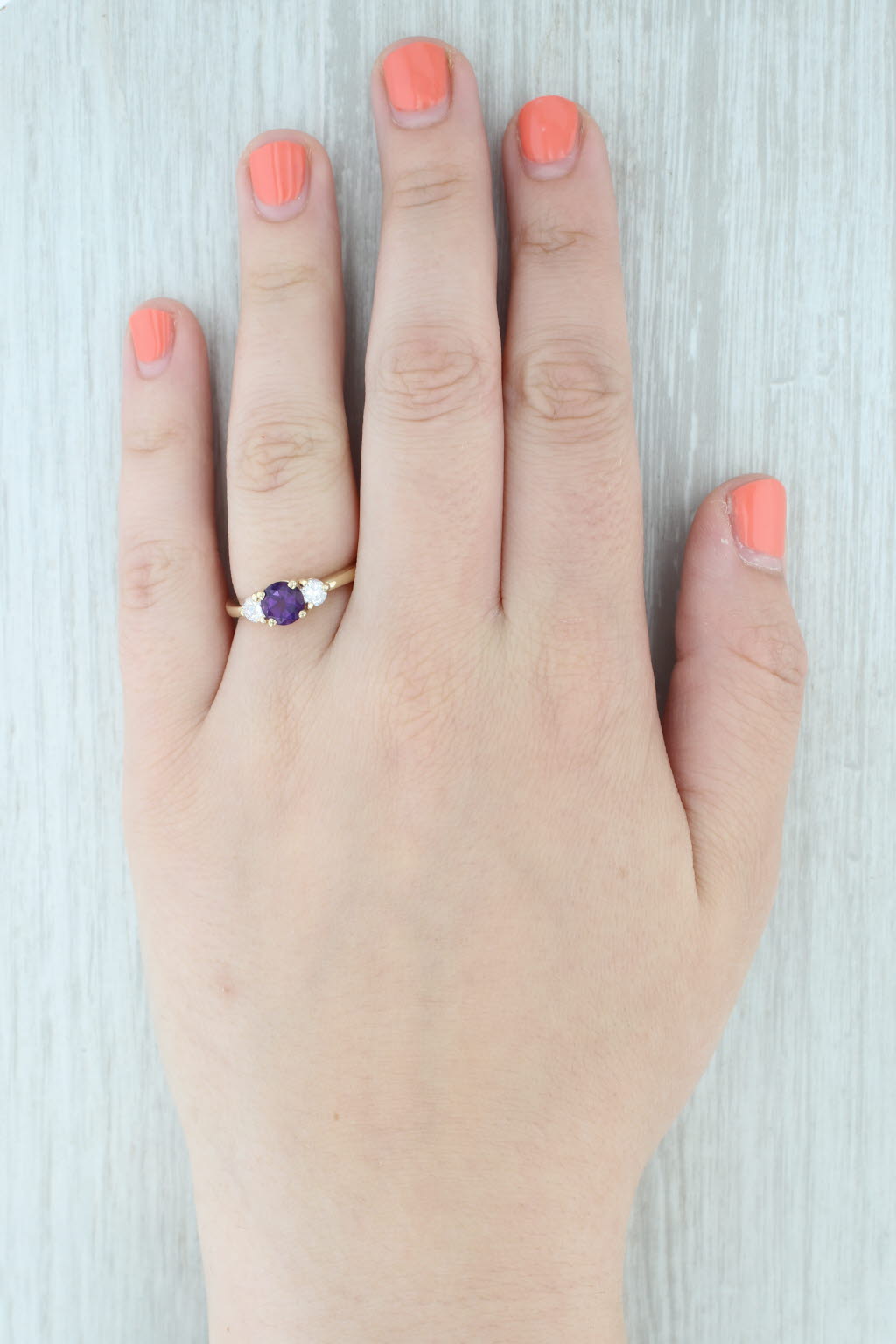 Light Gray 1.46ctw Amethyst Cubic Zirconia Ring 14k Yellow Gold Size 8