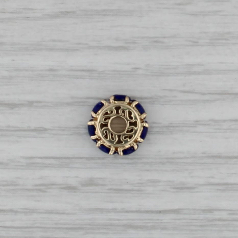 Blue Lapis Lazuli Bead Spacer Charm 14k Yellow Gold