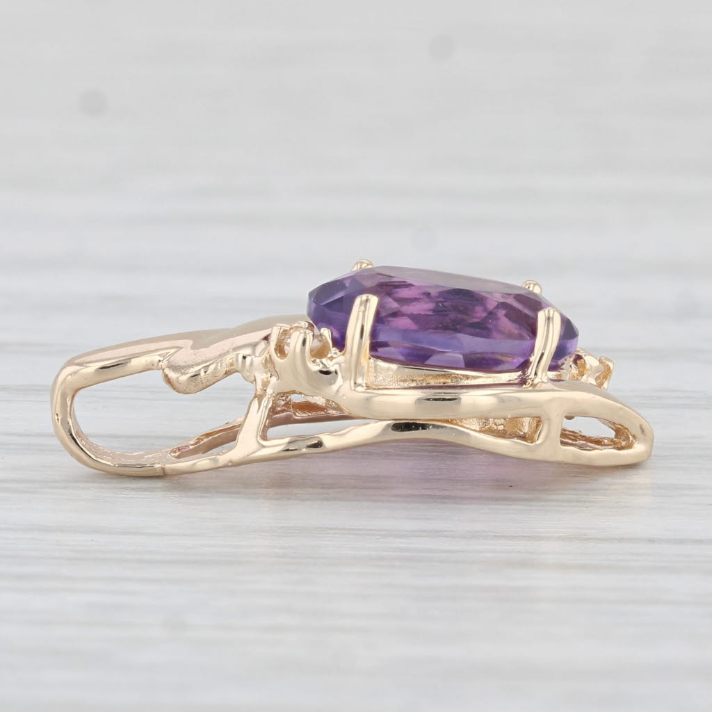 Light Gray 2.32ctw Amethyst Diamond Pendant 14k Yellow Gold