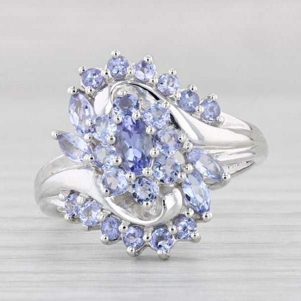 Light Gray 1.20ctw Tanzanite Cluster Ring 10k White Gold Size 7.25 Bypass