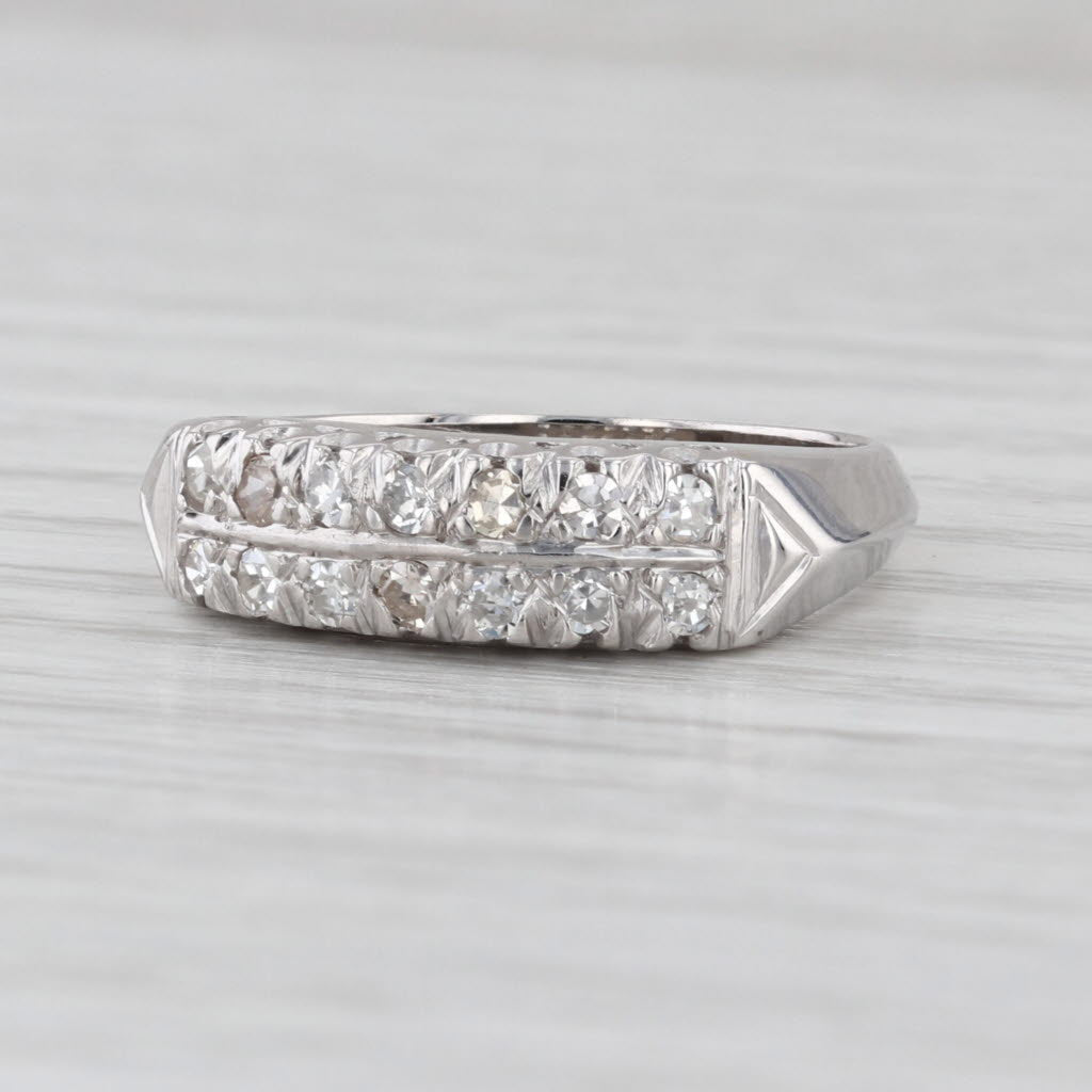 Vintage 0.23ctw Diamond Wedding Anniversary Band 14k White Gold Stackable