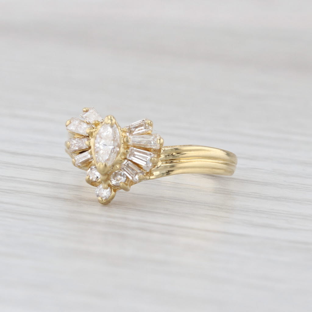 0.44ctw Diamond Marquise Ring 18k Yellow Gold Size 6.25 Engagement