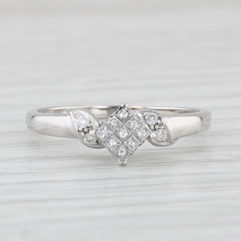 0.16ctw Diamond Engagement Ring 14k White Gold Size 6.75