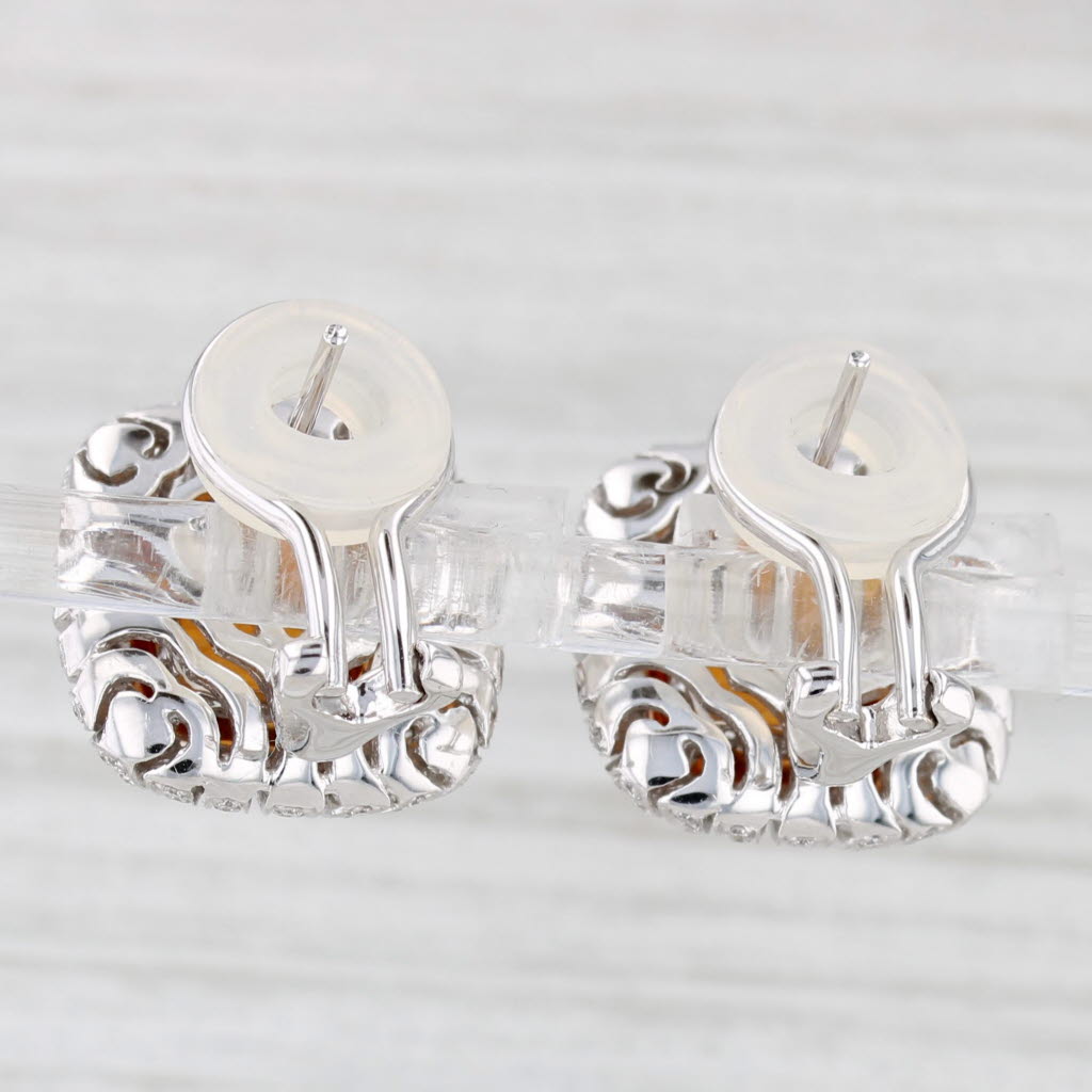 Light Gray New Spark 8.24ctw Citrine Diamond Earrings 18k White Gold Omega Back Drops