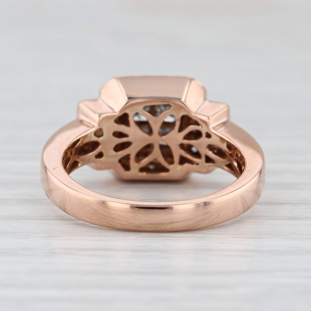 0.84ctw Diamond Halo Engagement Ring 18k Rose Gold Size 6.5-6.75