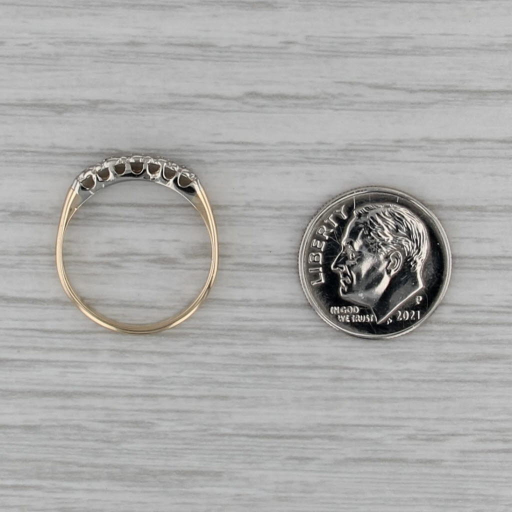 Vintage Diamond Ring 14k White Yellow Gold Size 6.5 Stackable Wedding Band