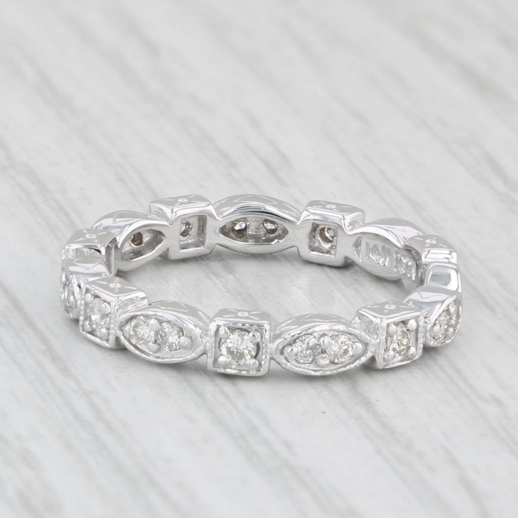 Light Gray 0.28ctw Diamond Eternity Band 14k White Gold Size 5 Stackable Wedding Ring