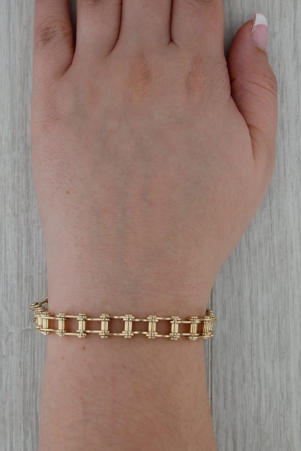 Men's Bike Chain Bracelet 14k Yellow Gold 7.75" 8.4mm