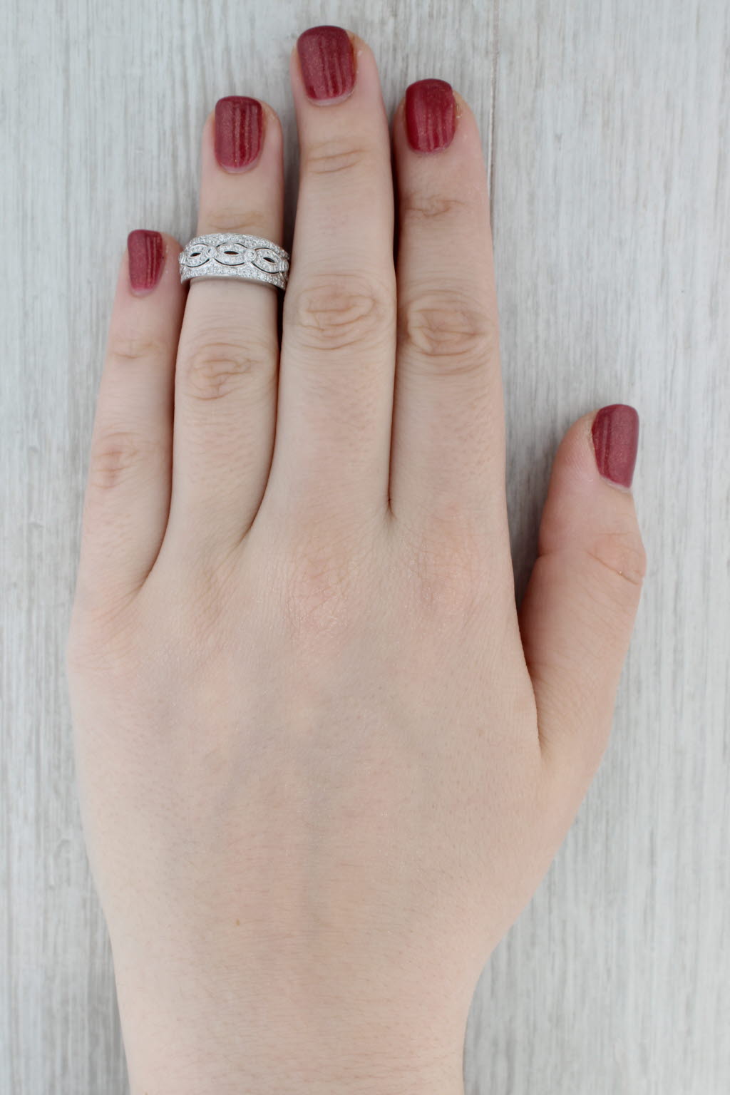 Gray 0.45ctw Open Work Diamond Ring 14k White Gold Size 5