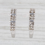 Light Gray 0.20ctw Diamond Hoop Earrings 10k White Gold Snap Top Round Hoops