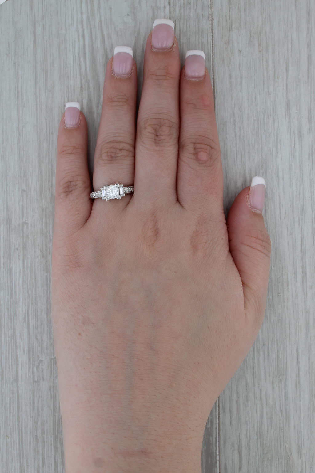 1.65ctw IGI VS1 F Lab Grown Diamond Engagement Ring 18k White Gold Size 6.75