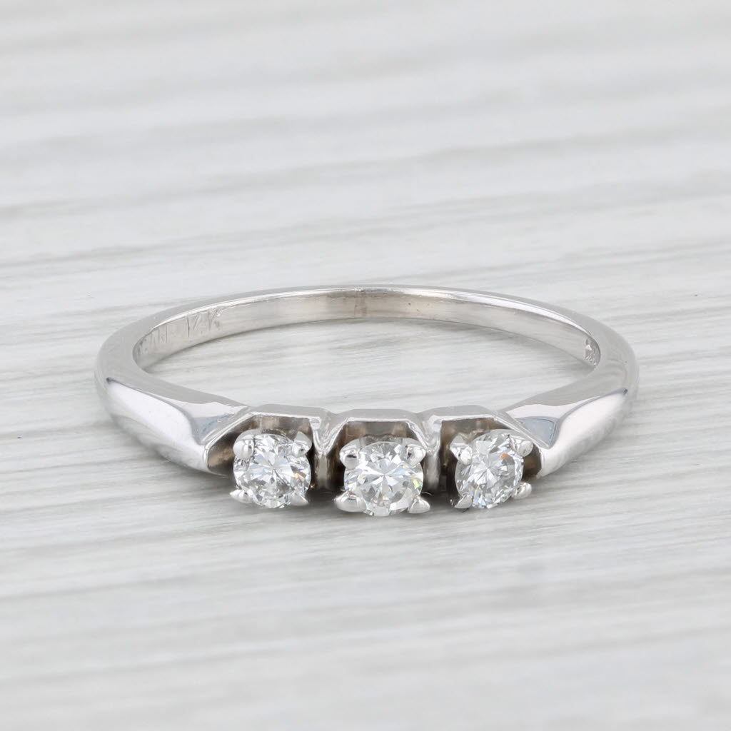 Light Gray 0.18ctw Diamond 3-Stone Ring 14k White Gold Size 5.5 Stackable