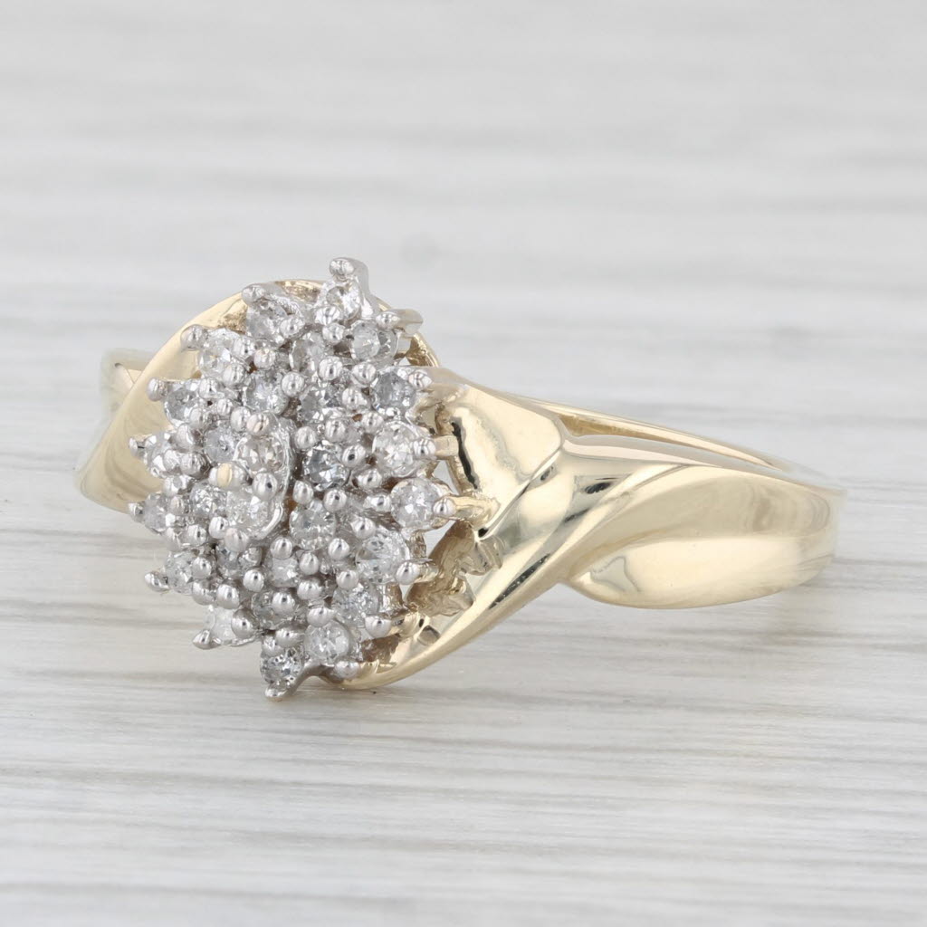 Light Gray 0.14ctw Diamond Cluster Ring 10k Yellow Gold Size 7.25