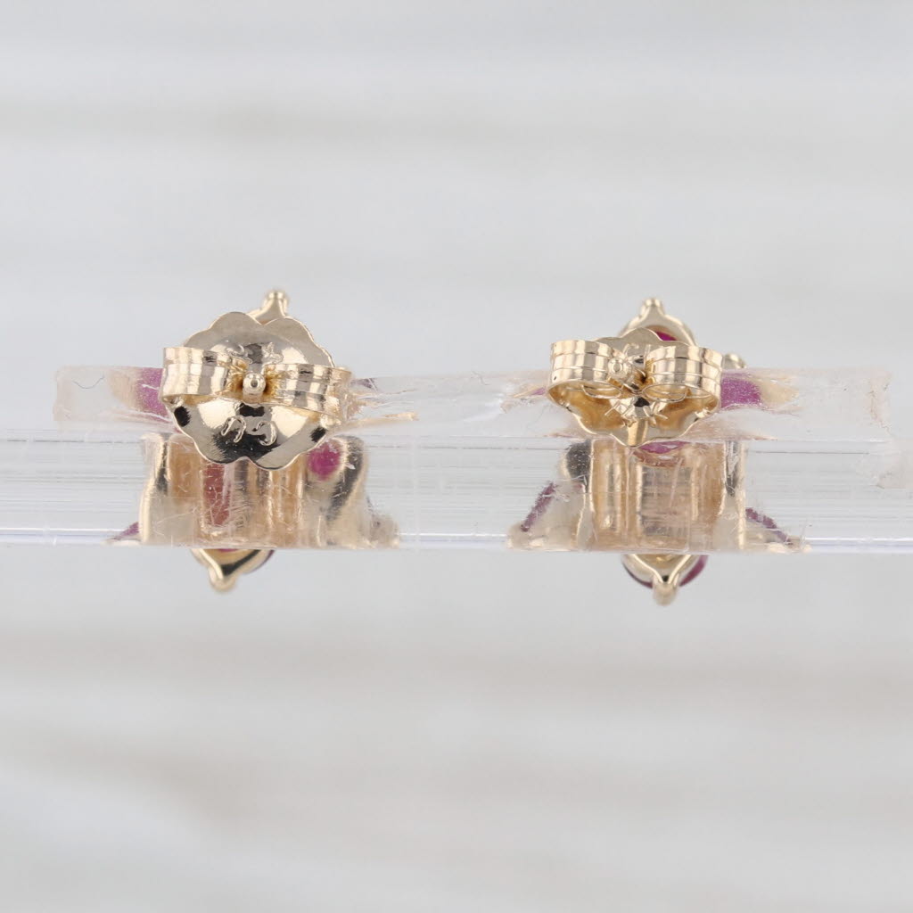 1ctw Ruby Stud Earrings 14k Yellow Gold Flower Studs