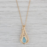 1.47ct Blue Topaz Teardrop Pendant Necklace 14k Yellow Gold 17" Rope Chain