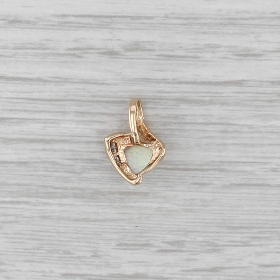 Lab Created Opal Diamond Small Drop Pendant 14k Yellow Gold