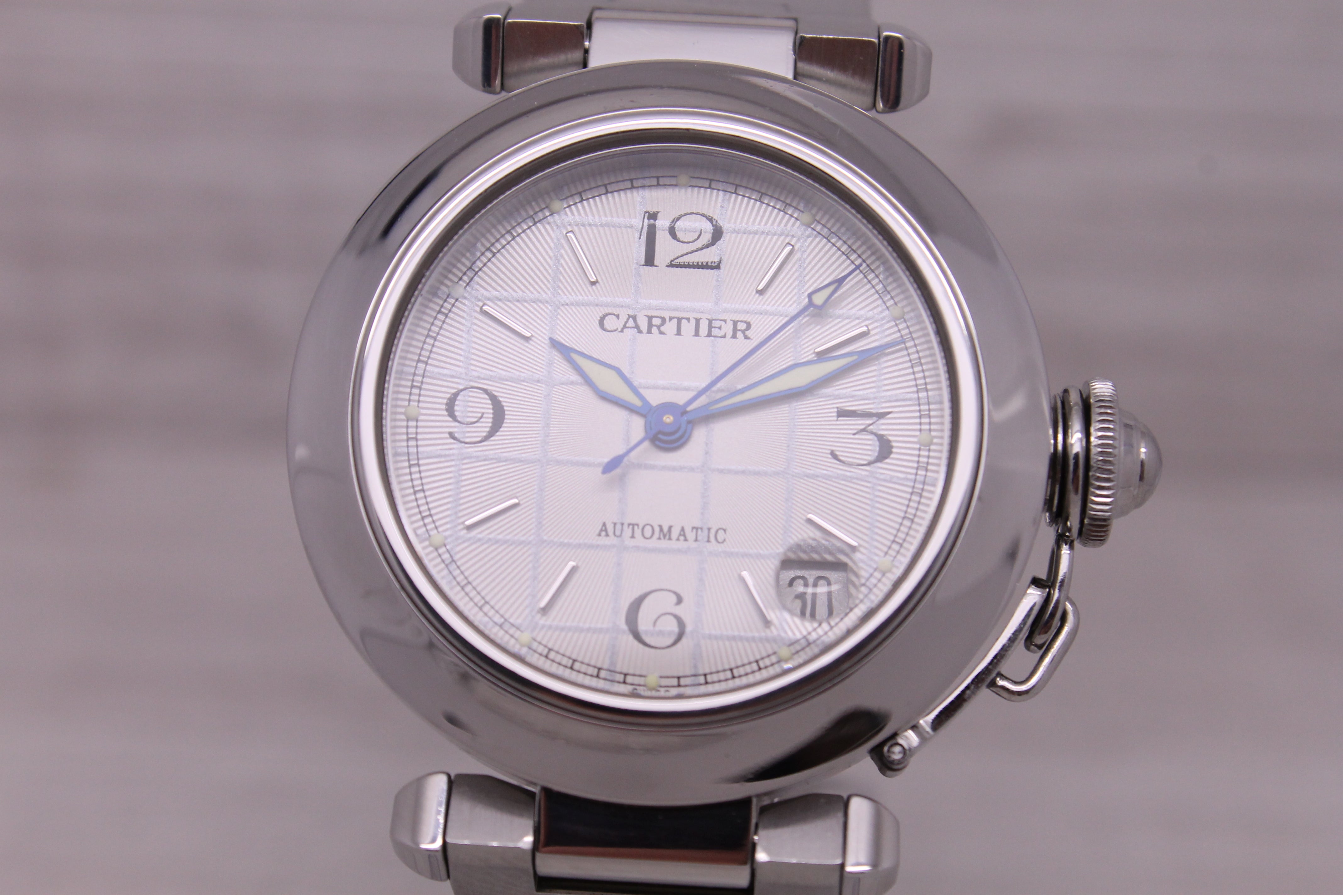 Light Slate Gray Pasha de Cartier ref.2324 35mm Stainless Steel Automatic Watch Grid Dial