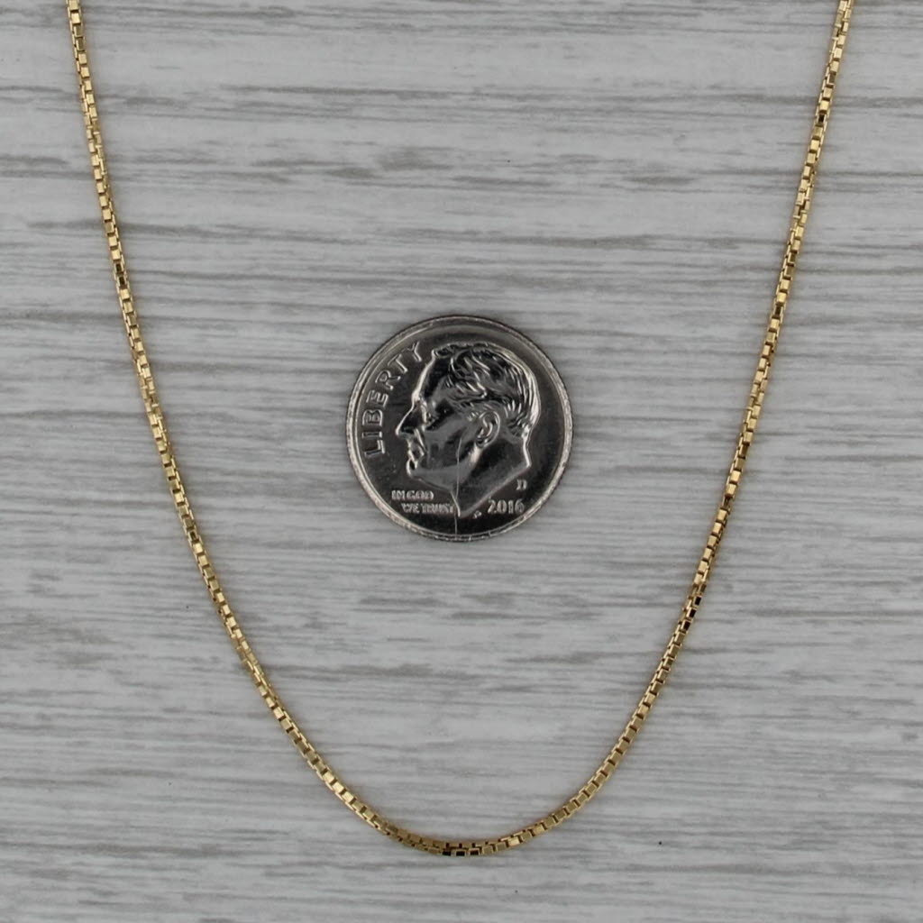 17.75" 1.1mm Box Chain Necklace 14k Yellow Gold Italian