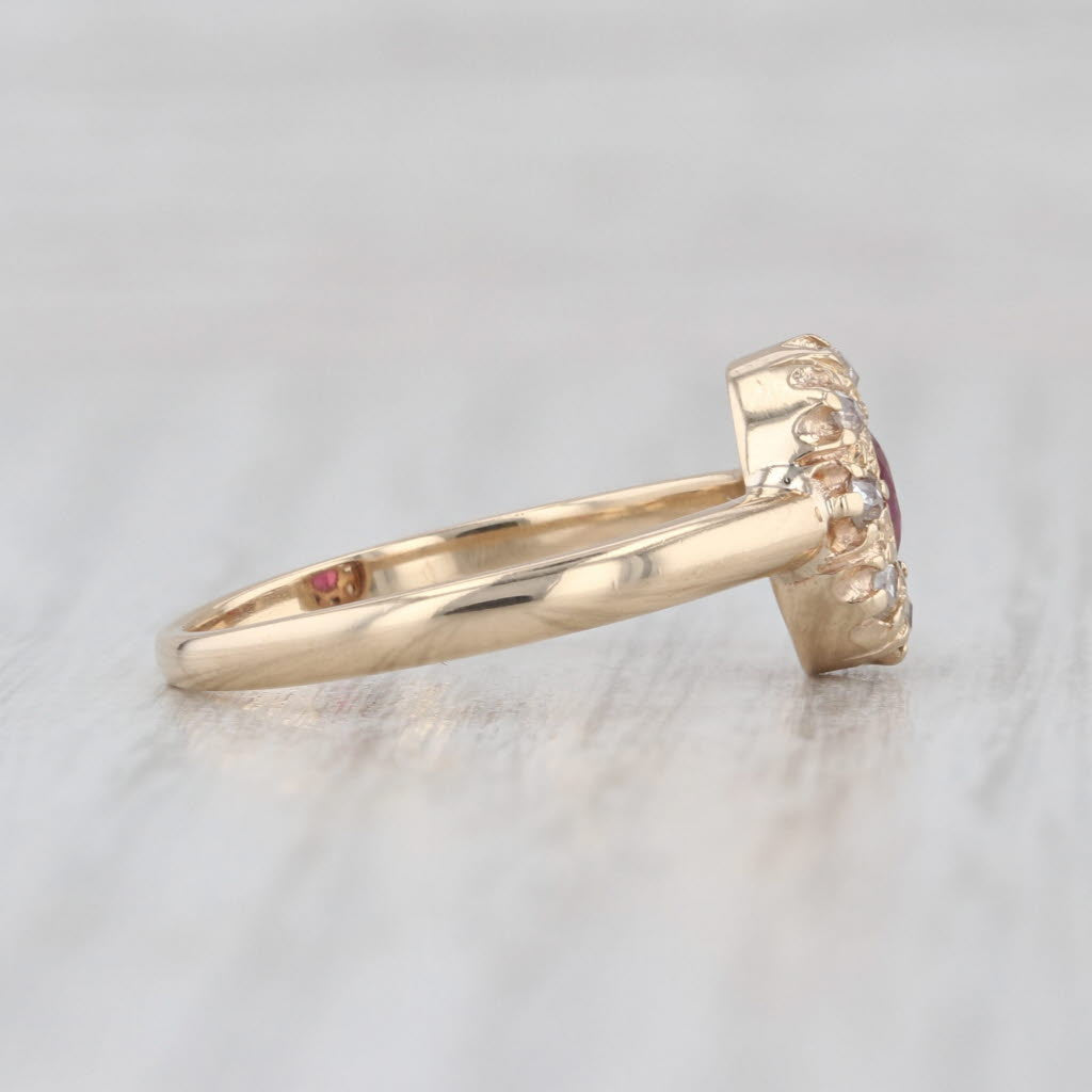0.49ctw Ruby Diamond Halo Ring 14k Yellow Gold Size 6