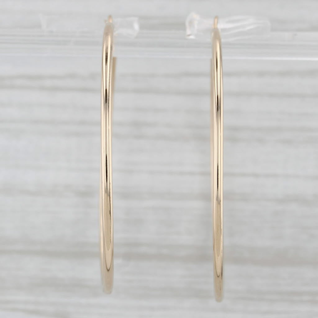 Gray Round Hoop Earrings 14k Yellow Gold Pierced Hoops