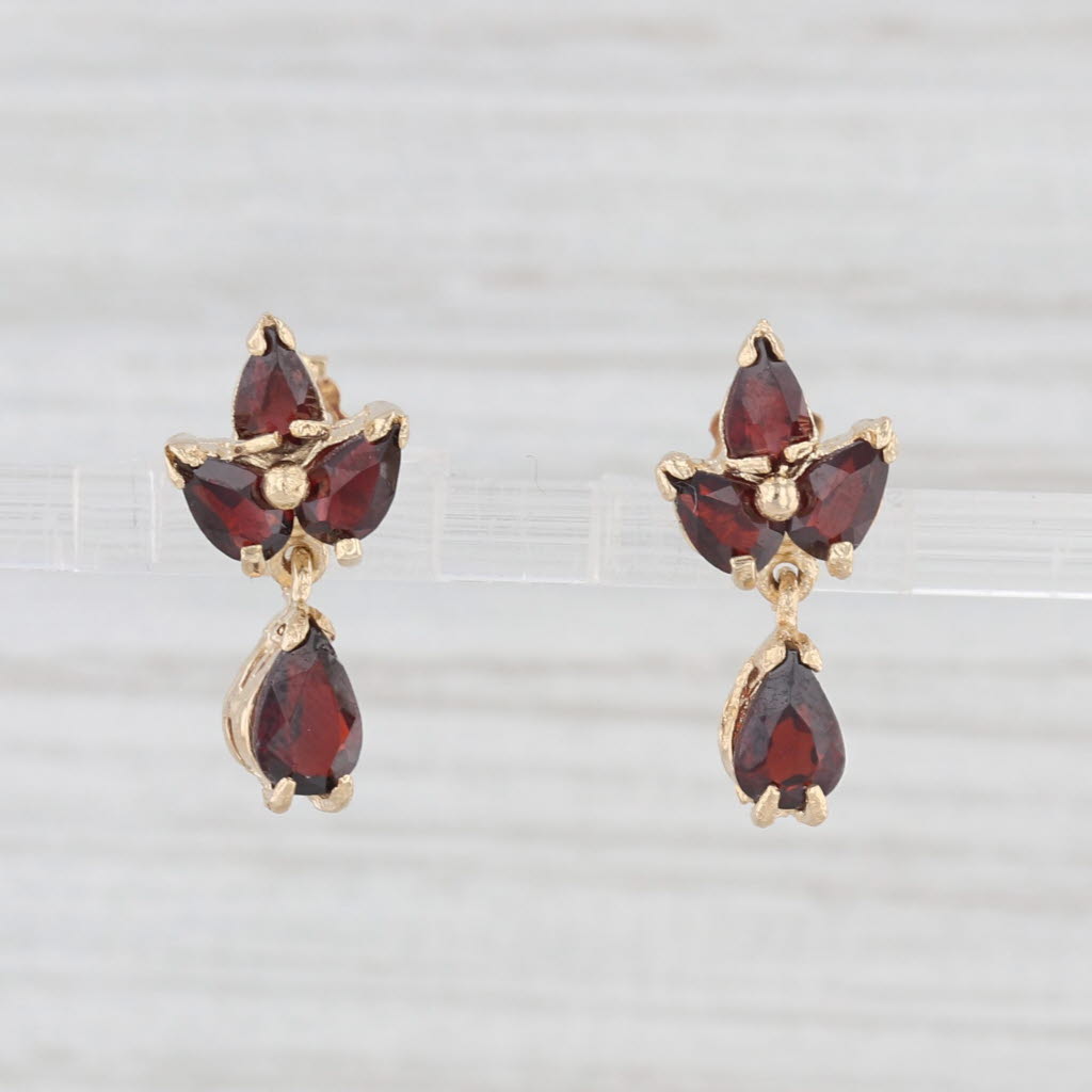 Light Gray 2.70ctw Garnet Teardrop Earrings 14k Yellow Gold Drops