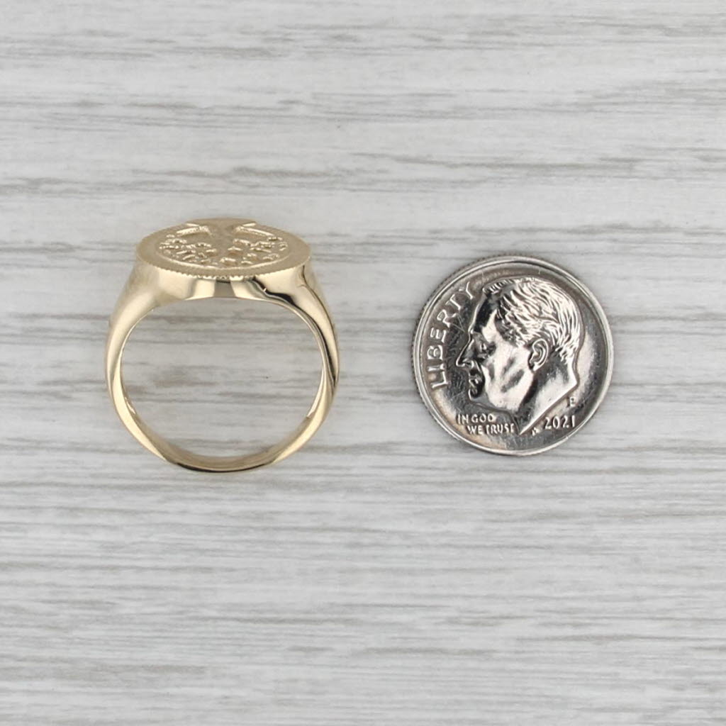 Tree of Life Signet Ring 14k Yellow Gold Size 7.25