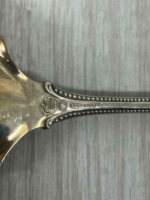 Light Slate Gray Vintage Towle Old Colonial Sterling Silver Vegetable Server Gold Wash 10.5"