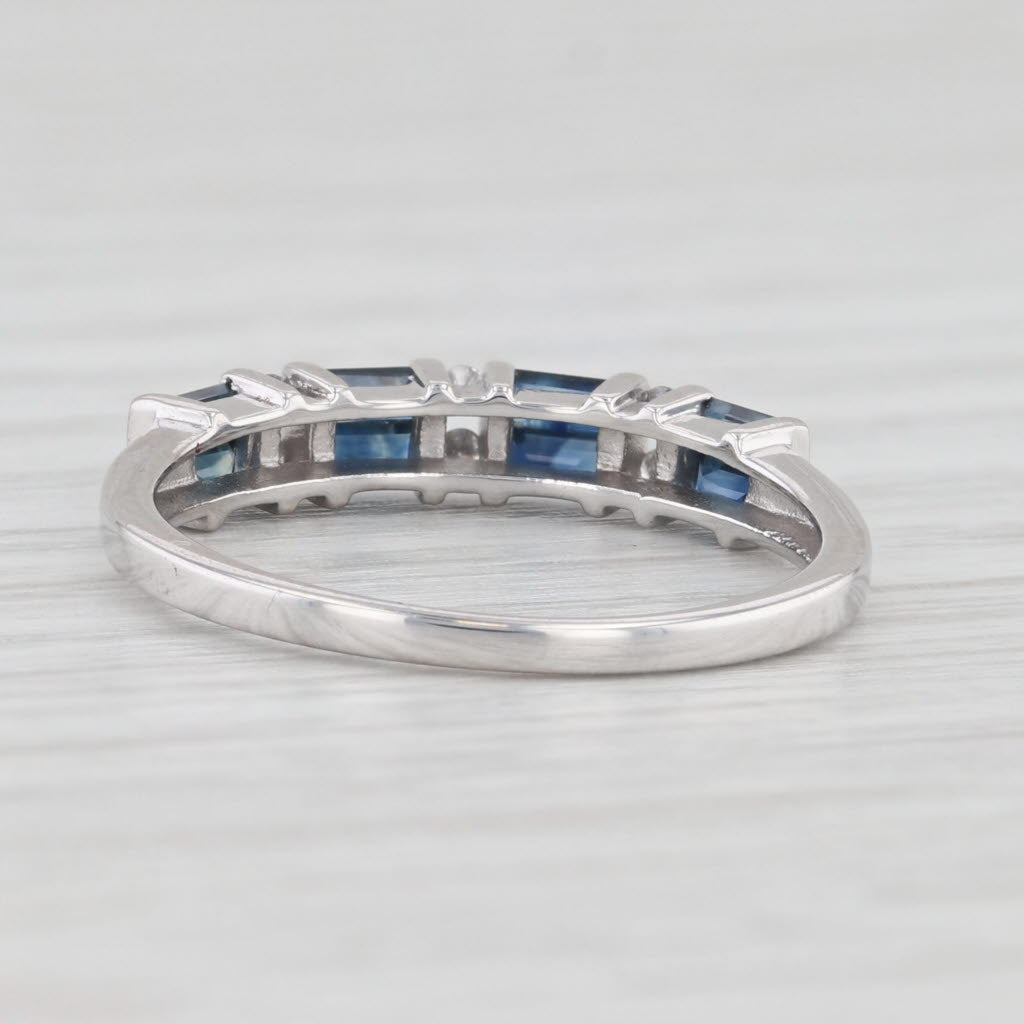 Light Gray 0.56ctw Blue Sapphire Diamond Ring 10k White Gold Size 7.25 Stackable Band