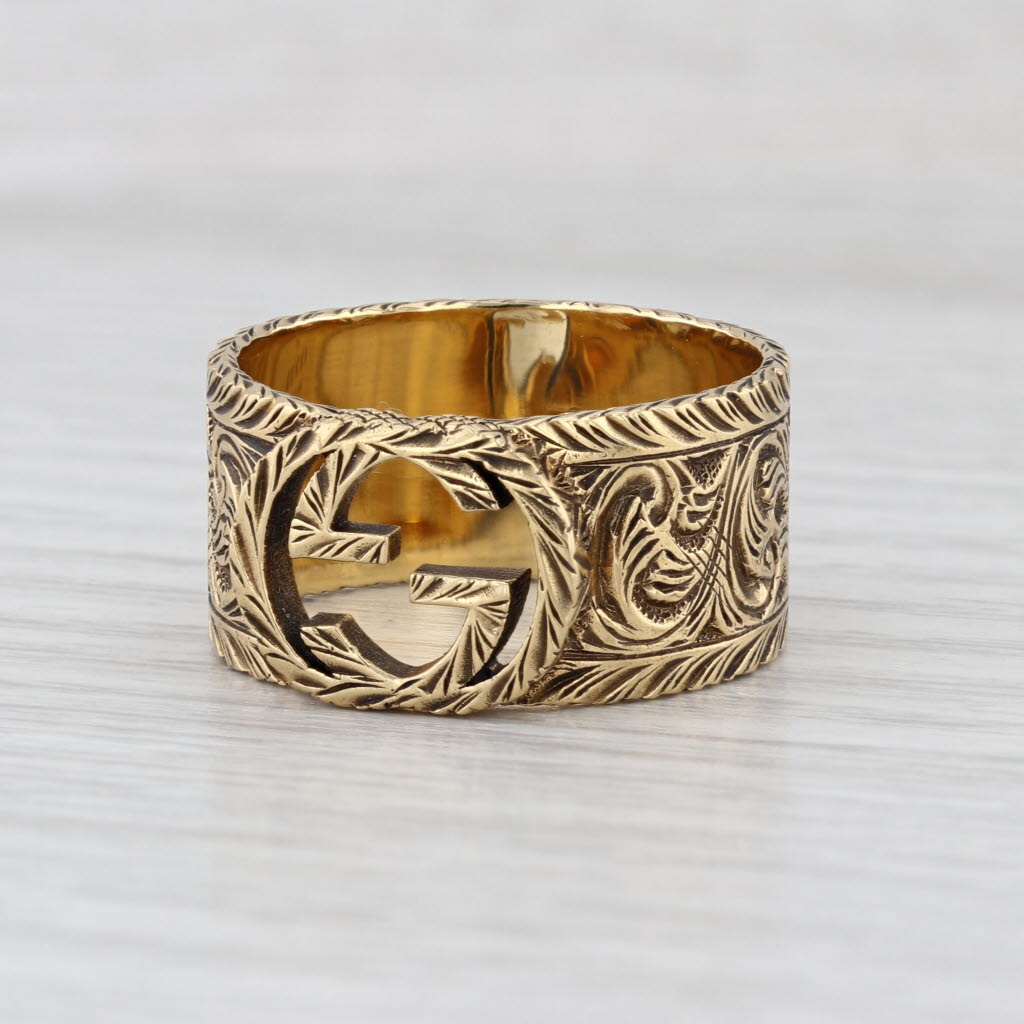 Gucci Arabesque Ring 18k Yellow Gold Ornate Floral Band