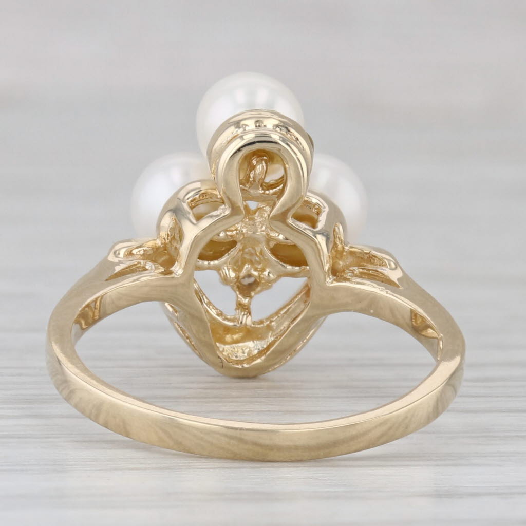 Gray Cultured Pearl Cluster Ring 10k Yellow Gold Diamond Accent Size 6