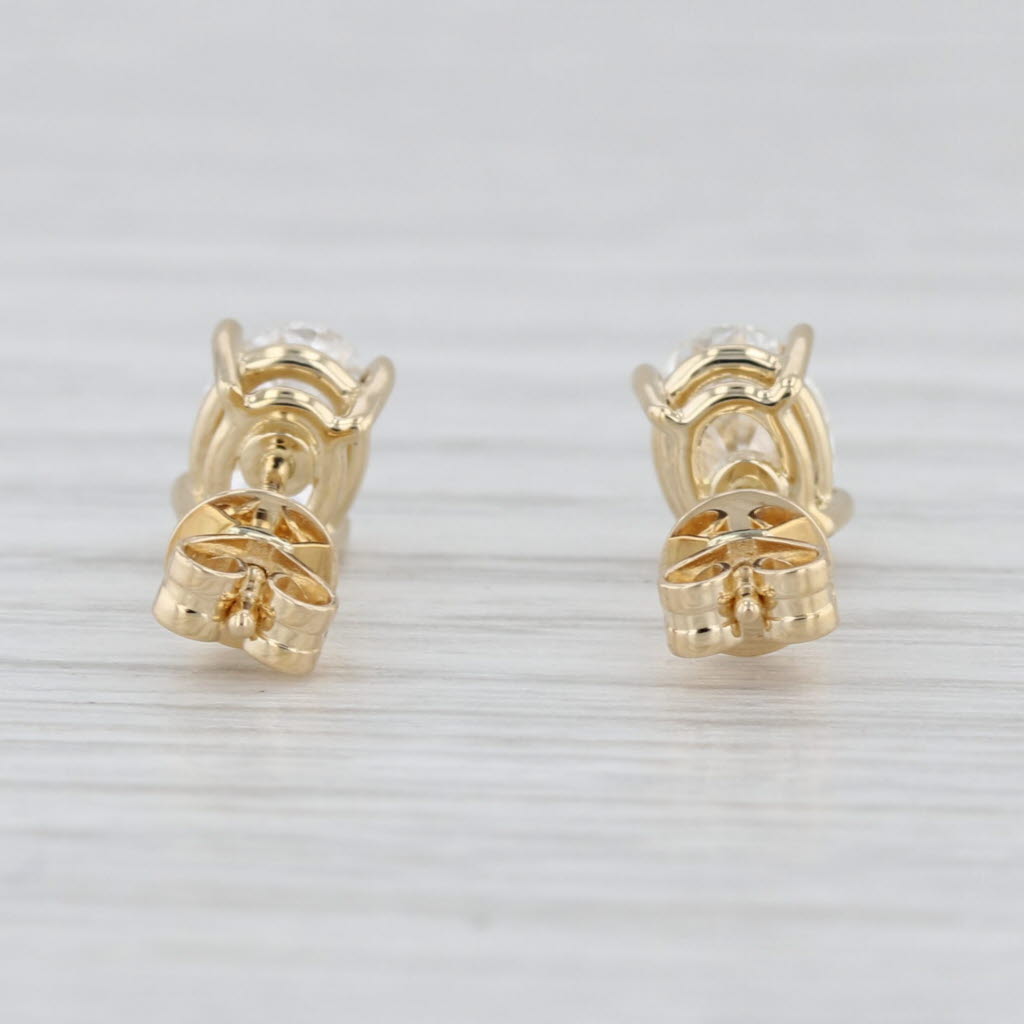 New 1.13ctw Lab Grown Diamond Stud Earrings 14k Yellow Gold Oval Solitaire Studs