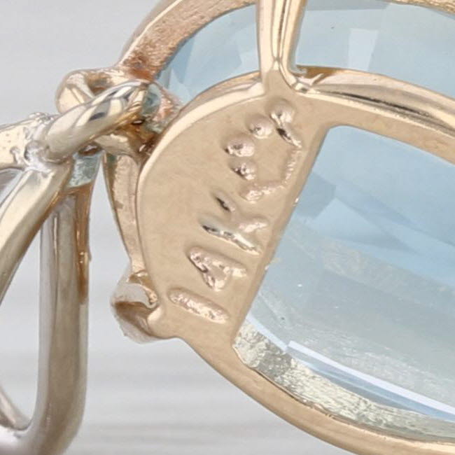 7.14ctw Oval Blue Topaz Diamond Pendant 14k Yellow White Gold