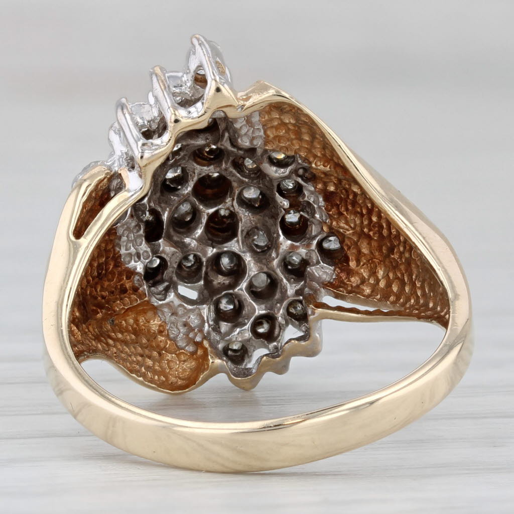 Gray 1ctw Diamond Cluster Ring 10k Yellow Gold Size 8 Bypass Cocktail