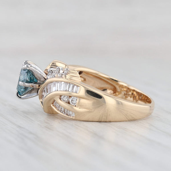 2.15ctw Blue White Diamond Ring 14k Yellow Gold Size 7.5 Engagement