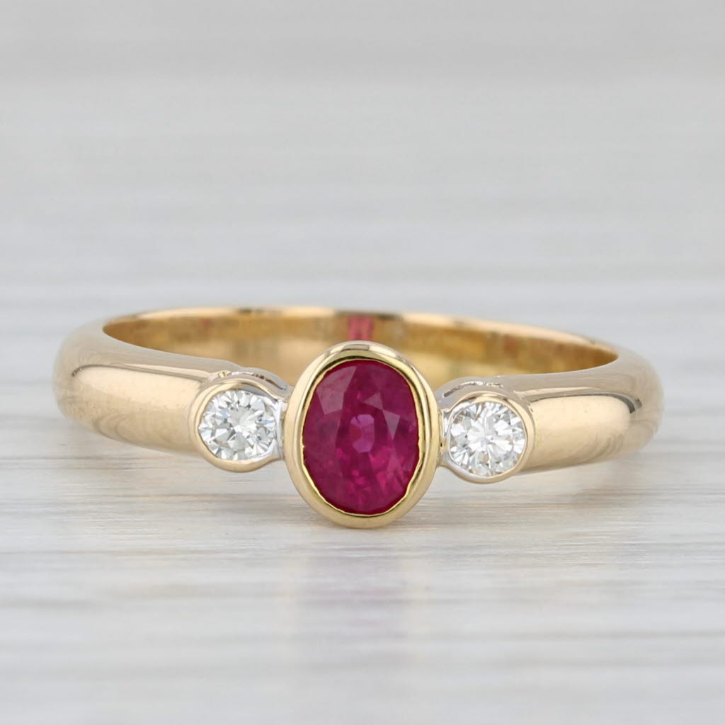 0.50ctw Ruby Diamond Ring 18k Yellow Gold Size 6