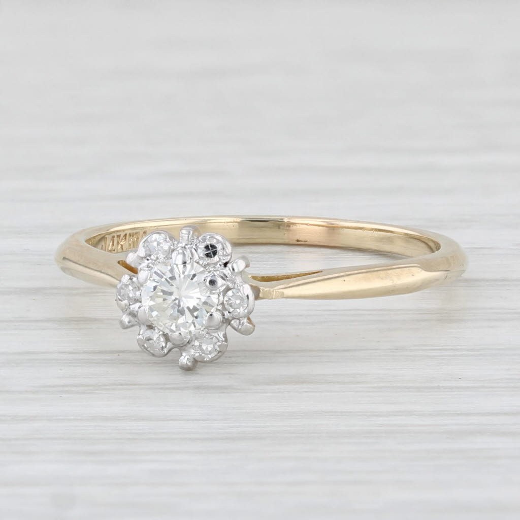 Light Gray Vintage 0.23ctw Round Diamond Engagement Ring 14k Yellow Gold Size 7.25