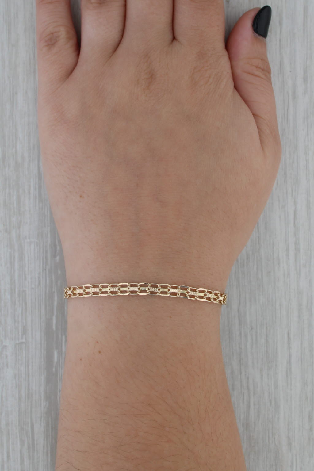 Double Curb Chain Bracelet 14k Yellow Gold 7" 4.3mm