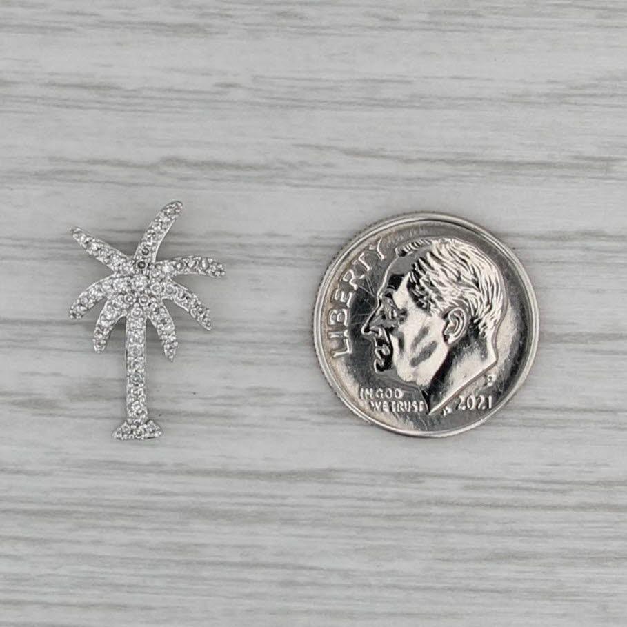 0.20ctw Diamond Palm Tree Pendant 18k White Gold Small Drop