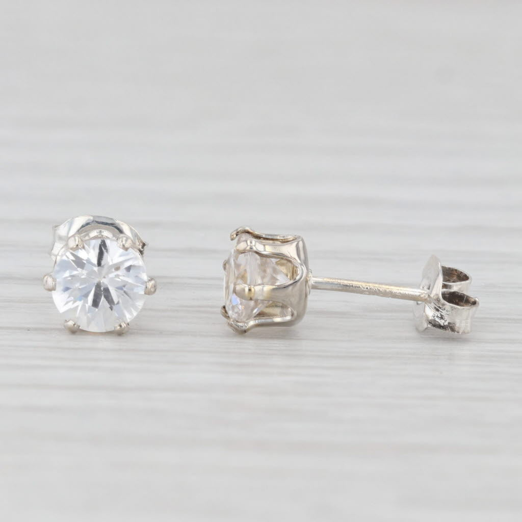 Light Gray 0.80ctw Moissanite Stud Earrings Sterling Silver Round Solitaire